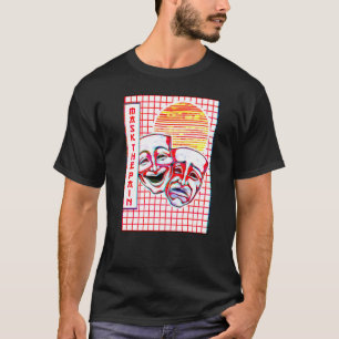 Camiseta Comédia De Drama Estético Vaporwave E Máscara De T