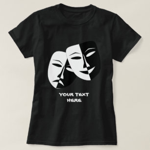 Camiseta Comédia de Máscara de Teatro Tragédia Branca Pr