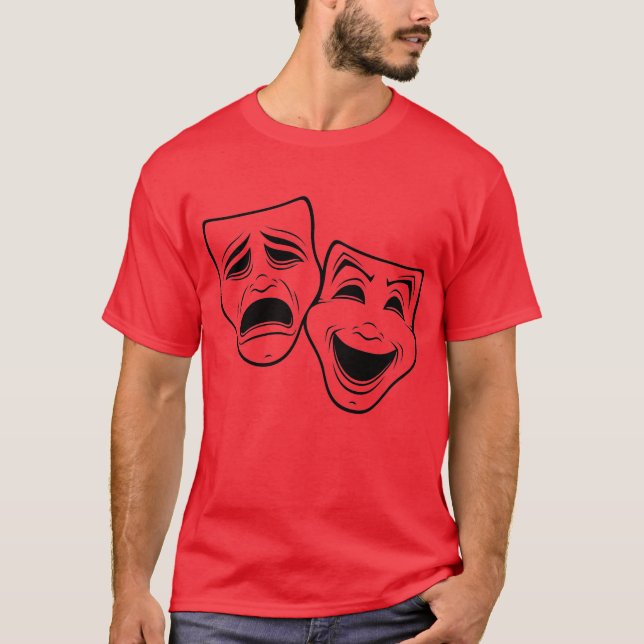 Camiseta Comédia E Teatro Tragédia Mascaram Linha Negra (Frente)