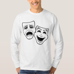 Camiseta Comédia E Teatro Tragédia Mascaram Linha Negra