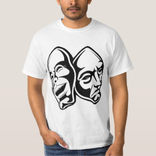 Camiseta Comédia Tragédia mascara arte mascarada de vida