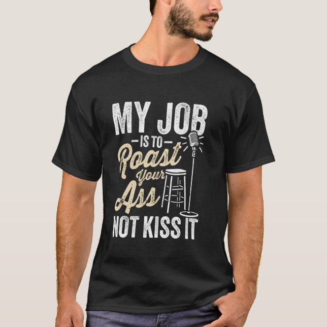Camiseta Comediante stand-up Microfone aberto Comédia stand (Frente)