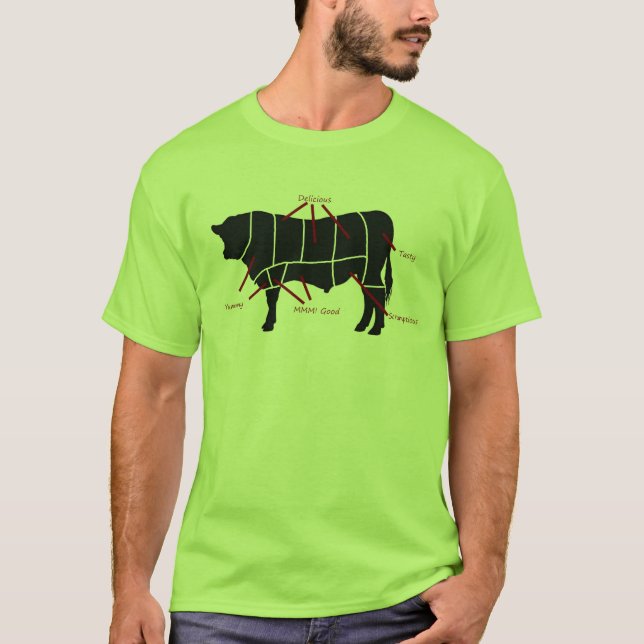 Camiseta Comedor da carne! Cortes saborosos que massacram o (Frente)