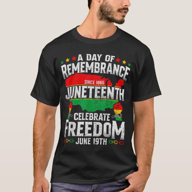 Camiseta Comemoração celebra liberdade juneteenth preto (Frente)