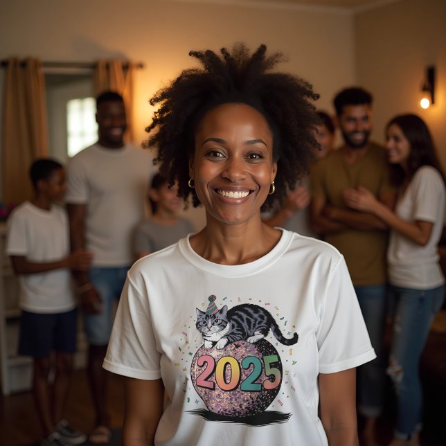 Camiseta Comemoração do Ano Novo 2025 Cat Unisex Softstyle (Criador carregado)
