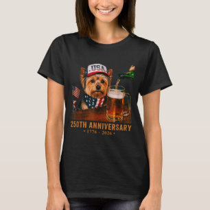 Camiseta Comemoração dos 250 anos dos EUA 4 de julho Yorkie