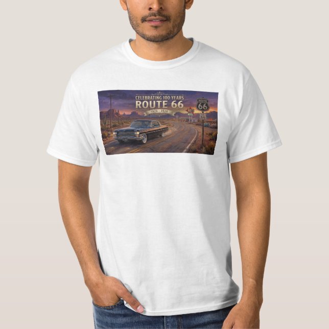 Camiseta Comemorando 100 Anos: Rota 66 (Frente)