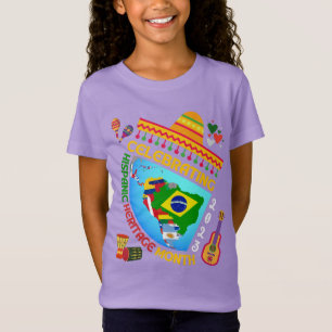 Camiseta Comemorando o MÊS DA HERANÇA HISPÂNICA Crianças Un