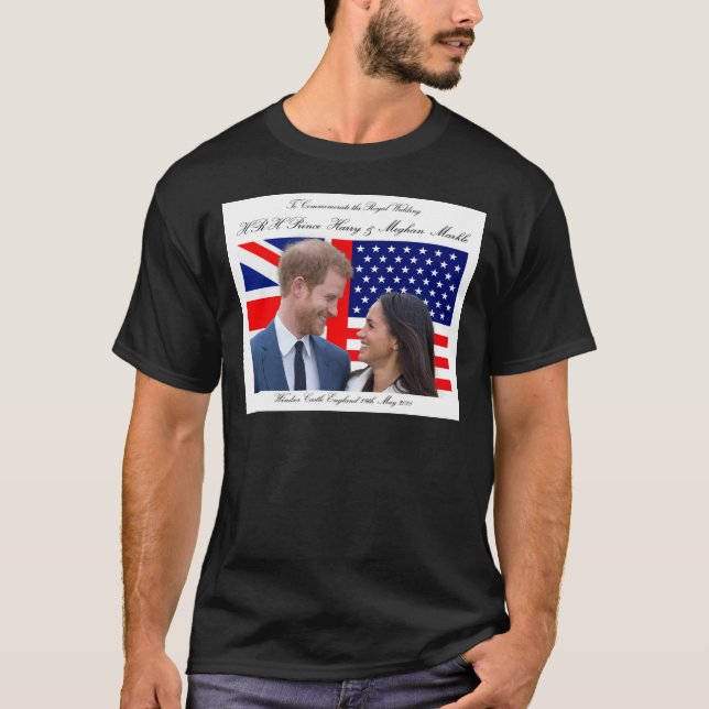 Camiseta Comemorar o Casamento Real Harry e Meghan (Frente)