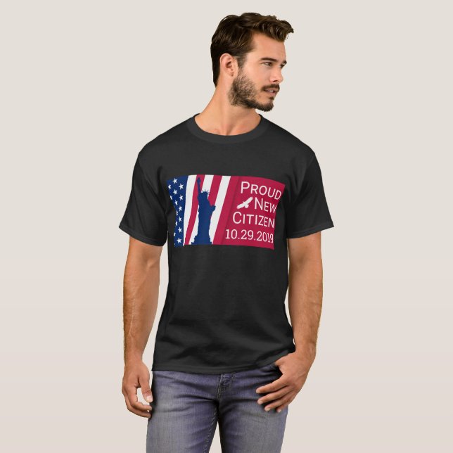 Camiseta Comemore o americano orgulhoso do cidadão novo dos (Frente Completa)