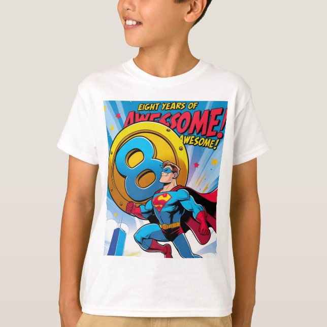 Camiseta comemore seu 8° aniversário com o superman (Frente)