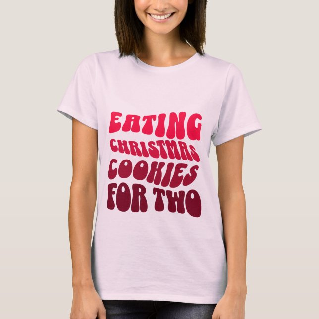 Camiseta Comendo Cookies de Natal por duas t-shirt (Frente)
