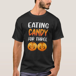 Camiseta Comendo Doces Para Três Anunciantes De Gravidez No