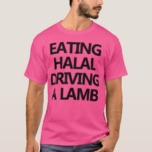 Camiseta comendo halal dirigindo um cordeiro retrô