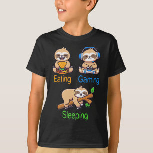 Camiseta Comendo Jogos Dormindo Jogo Homens Leves Crianças