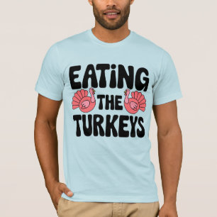 Camiseta Comendo os Perus - Engraçado Ação de Graças da Tur