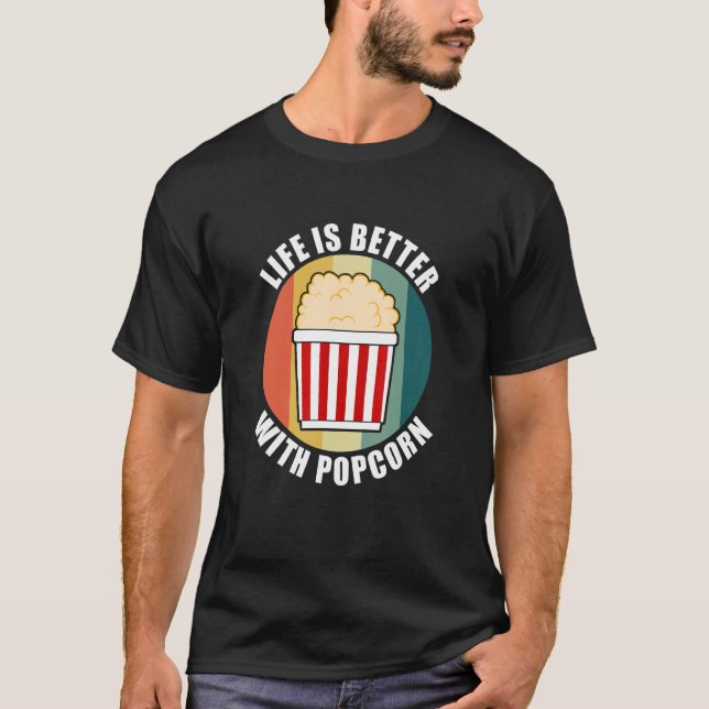 Camiseta Comendo Pipoca Uma Vida Deliciosa De Comida Com Pi (Frente)