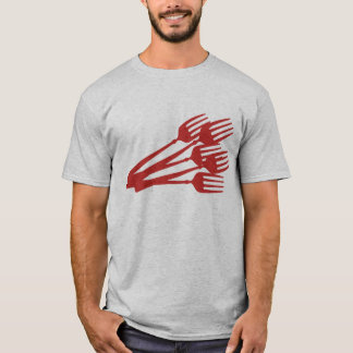 Camiseta comensal comendo vermelho que janta o roupa do
