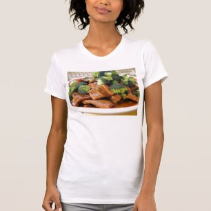 Camiseta Comensal da comida dos brócolos da carne de
