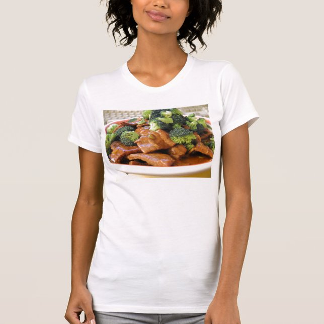 Camiseta Comensal da comida dos brócolos da carne de (Frente)