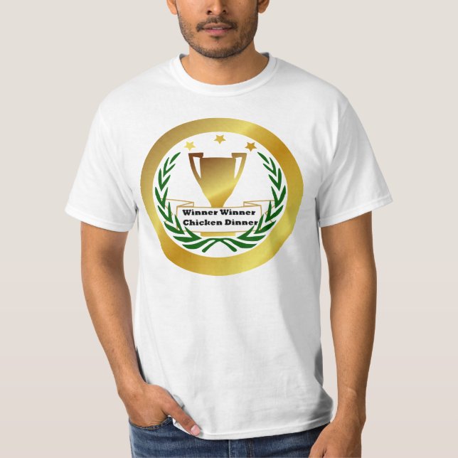 Camiseta comensal da galinha do vencedor do vencedor, (Frente)