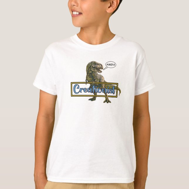 Camiseta Comentário personalizável do dinossauro criacionis (Frente)