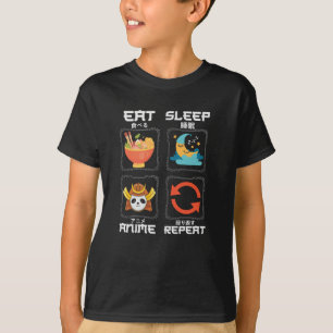 Camiseta Comer Animação de Sono Repetir Coroa   Anime Lov
