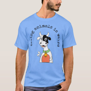 Camiseta Comer animais é estranho, engraçado, vegetariano e