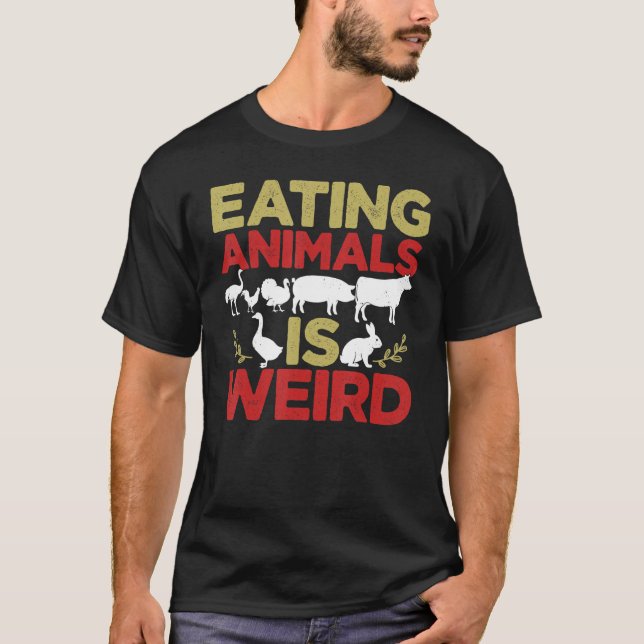 Camiseta Comer Animais É Vegetariano Vegano Estranho (Frente)