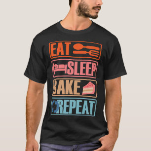 Camiseta comer assar de dormir repetir designs engraçados d