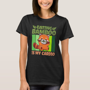 Camiseta Comer Bambu É Meu Cardio Para Um Panda Vermelha