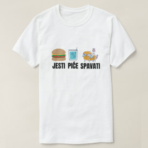 Camiseta comer, beber, dormir na Bósnia - jesti, pić, spa