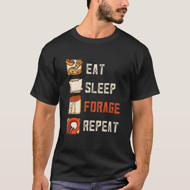 Camiseta Comer comida adormecida Repetir a forja de recompe (Frente)