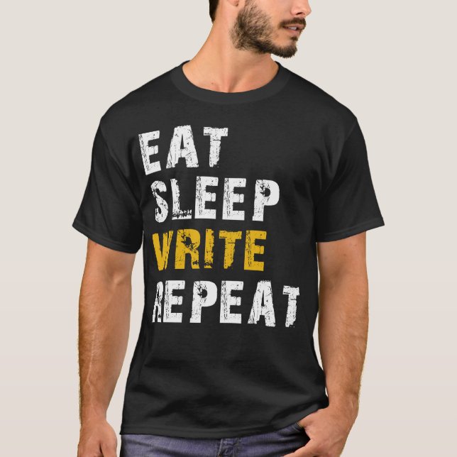 Camiseta comer como dormir escrever (Frente)