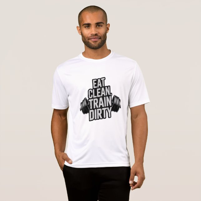 Camiseta Comer Design de Motivação de Trabalho Sujo do Comb (Frente Completa)