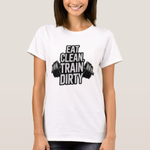 Camiseta Comer Design de Motivação de Trabalho Sujo do Comb