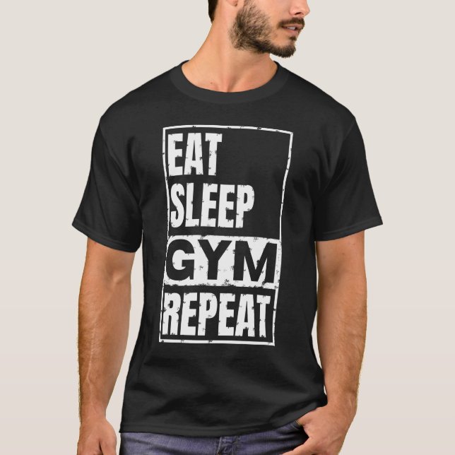 Camiseta comer dormir academia repetir  (Frente)