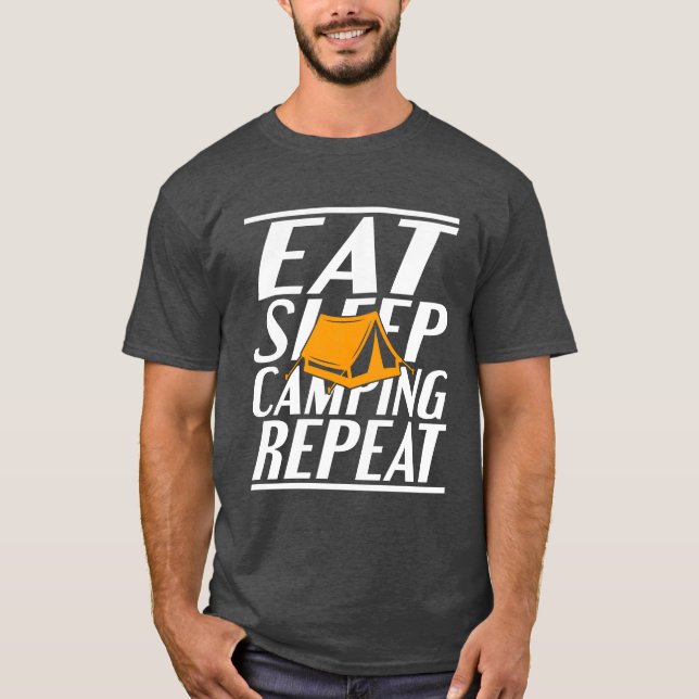 Camiseta comer dormir acampamento menino (Frente)