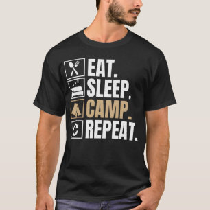 Camiseta comer dormir acampar repetir garota