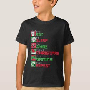 Camiseta Comer Dormir Anime Jogos Natal Pijama X-mas Holi