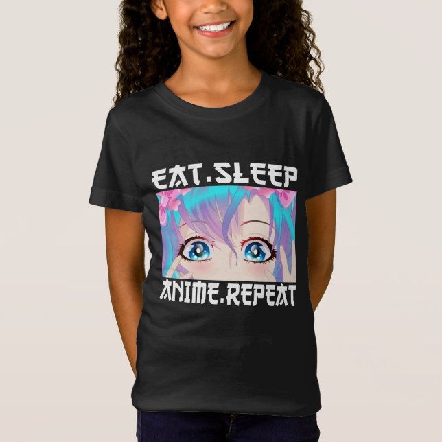 Camiseta Comer Dormir Anime Repetir     (Frente)
