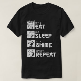 Camiseta Comer Dormir Anime Repetir Design de Vida Otaku