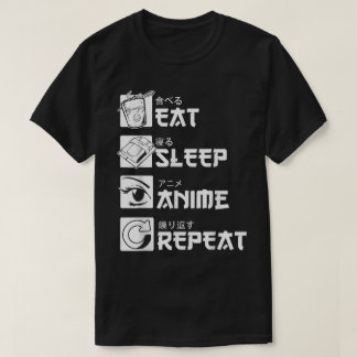 Camiseta Comer Dormir Anime Repetir Design de Vida Otaku