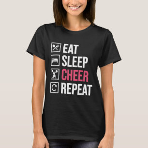 Camiseta Comer Dormir Aplaudir Repetir Engraçado Cheerleadi