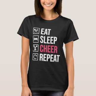 Camiseta Comer Dormir Aplaudir Repetir Engraçado Cheerleadi