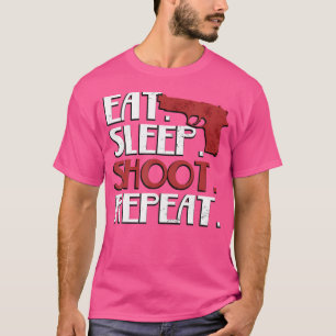 Camiseta Comer Dormir Atirar Repetir Tiro Armas