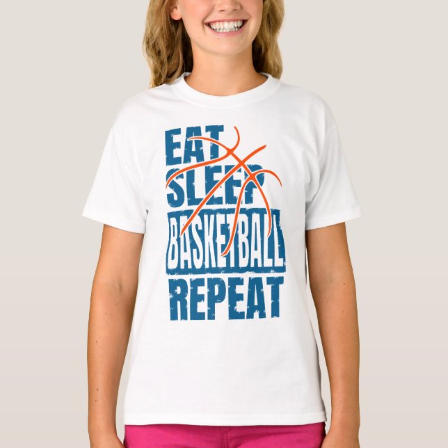CAMISETA COMER DORMIR BASQUETE REPETIR (Frente)