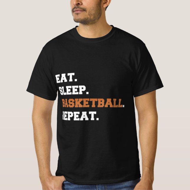 Camiseta Comer. Dormir. Basquete. Repetir. t Discussão dive (Frente)