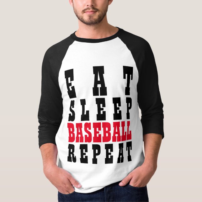 CAMISETA COMER DORMIR BEISEBOL REPETIR (Frente)