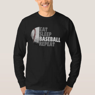 Camiseta Comer Dormir Beisebol Repetir Jogador de Beisebol